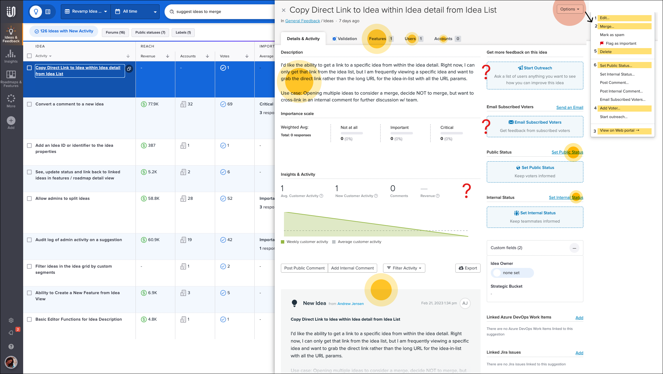 Heap data — user paths after viewing the idea detail sheet