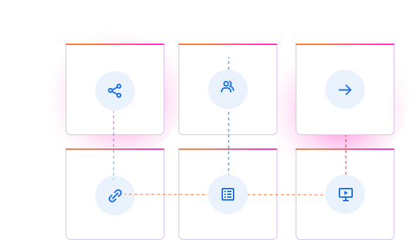 Edit and share flow — icon diagram showing the sharing and distribution journey for Impact Reports